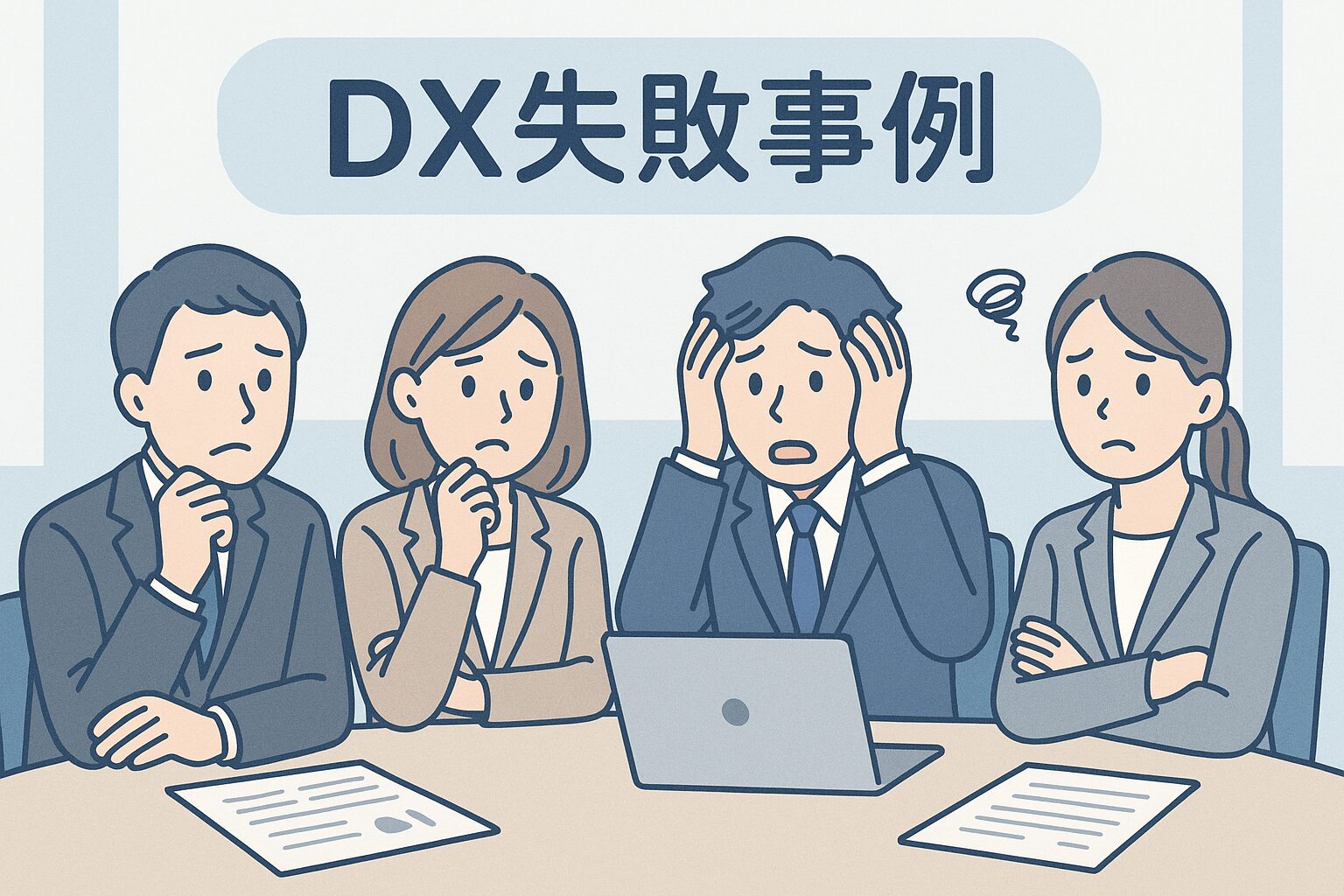 DXの失敗事例を示すグラフや図解の画像